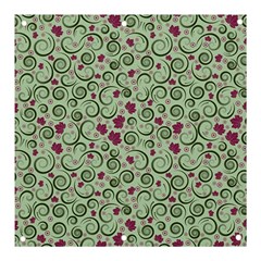 Swirls Foliage Leaves Green Banner And Sign 3  X 3 