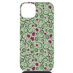 Swirls Foliage Leaves Green Iphone 14 Plus Black Uv Print Case