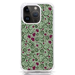 Swirls Foliage Leaves Green Iphone 14 Pro Tpu Uv Print Case by Maspions