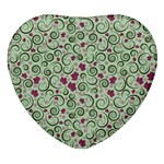 Swirls Foliage Leaves Green Heart Glass Fridge Magnet (4 pack) Front