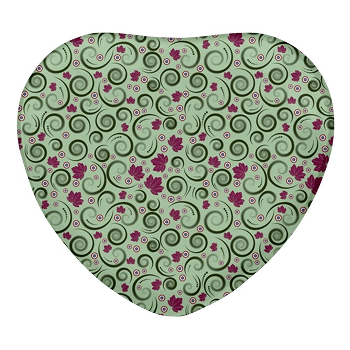 Swirls Foliage Leaves Green Heart Glass Fridge Magnet (4 pack)