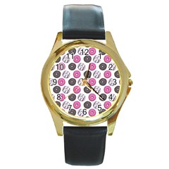 Pattern Seamless Design Decorative Round Gold Metal Watch