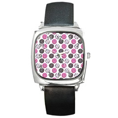 Pattern Seamless Design Decorative Square Metal Watch