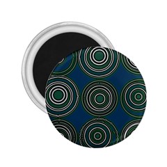 Mazipoodles Retro Circles Revisited- Teal Green White  2 25  Magnets by Mazipoodles