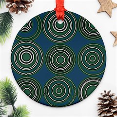 Mazipoodles Retro Circles Revisited- Teal Green White  Ornament (round) by Mazipoodles