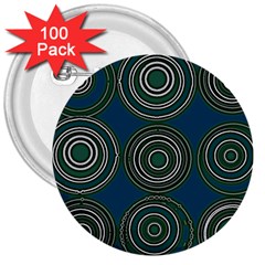 Mazipoodles Retro Circles Revisited- Teal Green White  3  Buttons (100 Pack)  by Mazipoodles