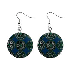 Mazipoodles Retro Circles Revisited- Teal Green White  Mini Button Earrings by Mazipoodles