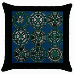 Mazipoodles Retro Circles Revisited- Teal Green White  Throw Pillow Case (black) by Mazipoodles