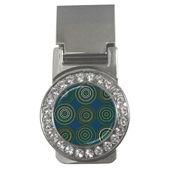 Mazipoodles Retro Circles Revisited- Teal Green White  Money Clips (cz) 