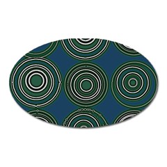 Mazipoodles Retro Circles Revisited- Teal Green White  Oval Magnet by Mazipoodles