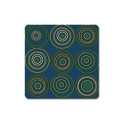 Mazipoodles Retro Circles Revisited- Teal Green White  Square Magnet by Mazipoodles