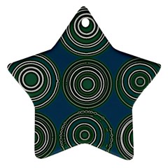 Mazipoodles Retro Circles Revisited- Teal Green White  Star Ornament (two Sides) by Mazipoodles