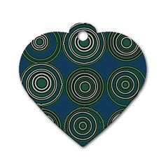 Mazipoodles Retro Circles Revisited- Teal Green White  Dog Tag Heart (two Sides) by Mazipoodles