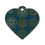 Mazipoodles Retro Circles Revisited- Teal Green White  Dog Tag Heart (Two Sides) Back