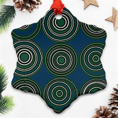 Mazipoodles Retro Circles Revisited- Teal Green White  Ornament (snowflake)