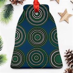 Mazipoodles Retro Circles Revisited- Teal Green White  Ornament (bell)