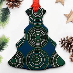 Mazipoodles Retro Circles Revisited- Teal Green White  Christmas Tree Ornament (two Sides)