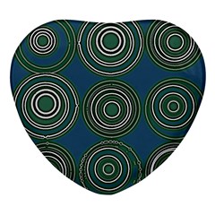 Mazipoodles Retro Circles Revisited- Teal Green White  Heart Glass Fridge Magnet (4 Pack) by Mazipoodles