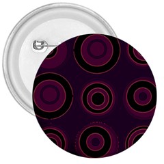 Mazipoodles Retro Circles Revisited - Blackcurrant Blackcherry Black 3  Buttons by Mazipoodles