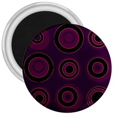 Mazipoodles Retro Circles Revisited - Blackcurrant Blackcherry Black 3  Magnets by Mazipoodles