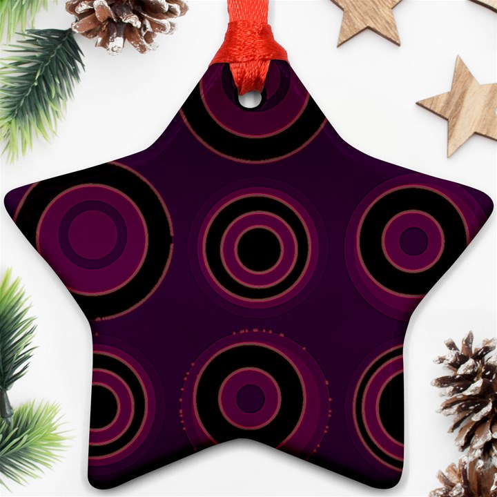 Mazipoodles Retro Circles Revisited - Blackcurrant Blackcherry Black Ornament (Star)