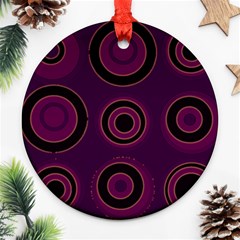 Mazipoodles Retro Circles Revisited - Blackcurrant Blackcherry Black Round Ornament (two Sides)