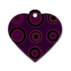 Mazipoodles Retro Circles Revisited - Blackcurrant Blackcherry Black Dog Tag Heart (two Sides) by Mazipoodles