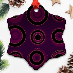 Mazipoodles Retro Circles Revisited - Blackcurrant Blackcherry Black Ornament (snowflake)