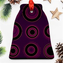 Mazipoodles Retro Circles Revisited - Blackcurrant Blackcherry Black Bell Ornament (two Sides)