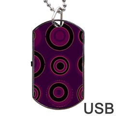 Mazipoodles Retro Circles Revisited - Blackcurrant Blackcherry Black Dog Tag Usb Flash (two Sides) by Mazipoodles