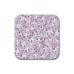 Sweet Kawaii Kitty Pattern (ai) Bk Rubber Coaster (square) by dflcprintsclothing