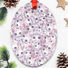 Sweet Kawaii Kitty Pattern (ai) Bk Oval Ornament (two Sides) by dflcprintsclothing