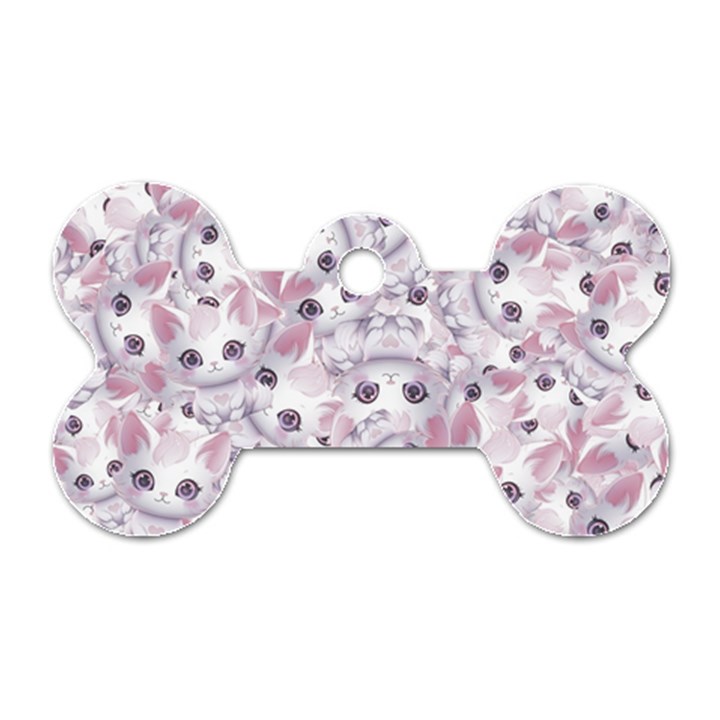 Sweet Kawaii Kitty Pattern (ai) Bk Dog Tag Bone (One Side)