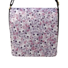 Sweet Kawaii Kitty Pattern (ai) Bk Flap Closure Messenger Bag (l) by dflcprintsclothing