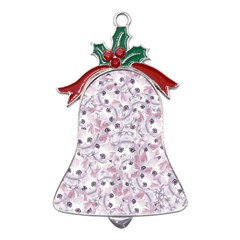 Sweet Kawaii Kitty Pattern (ai) Bk Metal Holly Leaf Bell Ornament by dflcprintsclothing