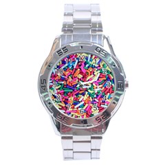 Colorful Candy Texture, Close-up Stainless Steel Analogue Watch by kyorashop23