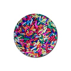 Colorful Candy Texture, Close-up Rubber Coaster (round) by kyorashop23