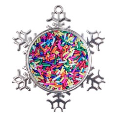 Colorful Candy Texture, Close-up Metal Large Snowflake Ornament