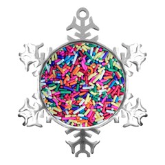 Colorful Candy Texture, Close-up Metal Small Snowflake Ornament by kyorashop23