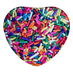 Colorful Candy Texture, Close-up Heart Glass Fridge Magnet (4 Pack) by kyorashop23