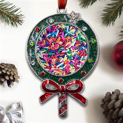 Colorful Candy Texture, Close-up Metal X mas Lollipop With Crystal Ornament by kyorashop23