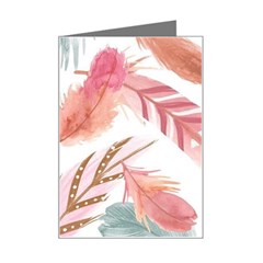 Feathers, Boho, Cute, Feather, Pastel Mini Greeting Card by kyorashop23