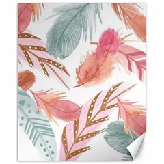 Feathers, Boho, Cute, Feather, Pastel Canvas 11  X 14  by kyorashop23