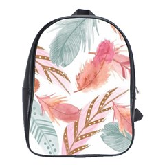 Feathers, Boho, Cute, Feather, Pastel School Bag (large) by kyorashop23