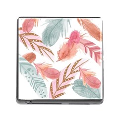 Feathers, Boho, Cute, Feather, Pastel Memory Card Reader (square 5 Slot) by kyorashop23