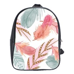 Feathers, Boho, Cute, Feather, Pastel School Bag (xl) by kyorashop23