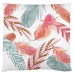 Feathers, Boho, Cute, Feather, Pastel Large Premium Plush Fleece Cushion Case (Two Sides) Back