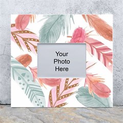 Feathers, Boho, Cute, Feather, Pastel White Wall Photo Frame 5  X 7  by kyorashop23