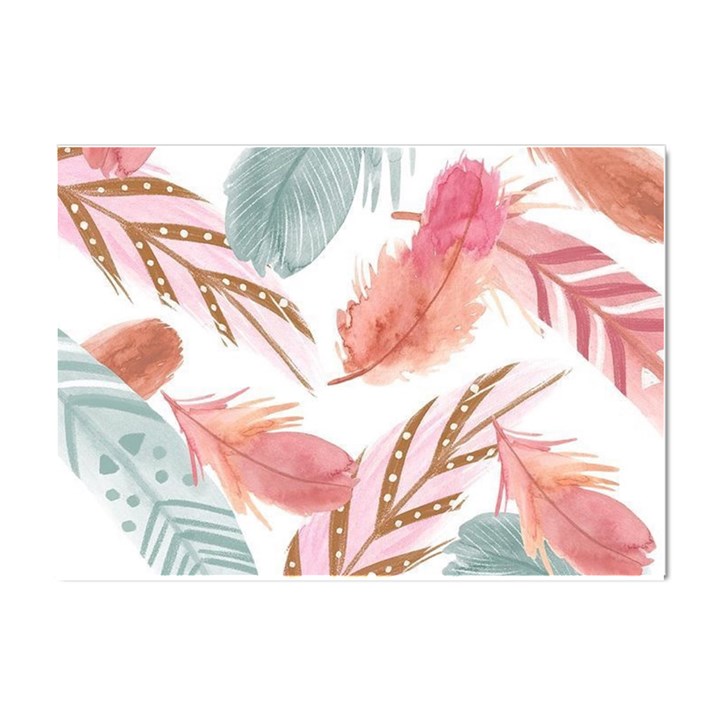 Feathers, Boho, Cute, Feather, Pastel Crystal Sticker (A4)