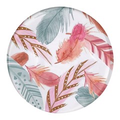 Feathers, Boho, Cute, Feather, Pastel Round Glass Fridge Magnet (4 Pack) by kyorashop23